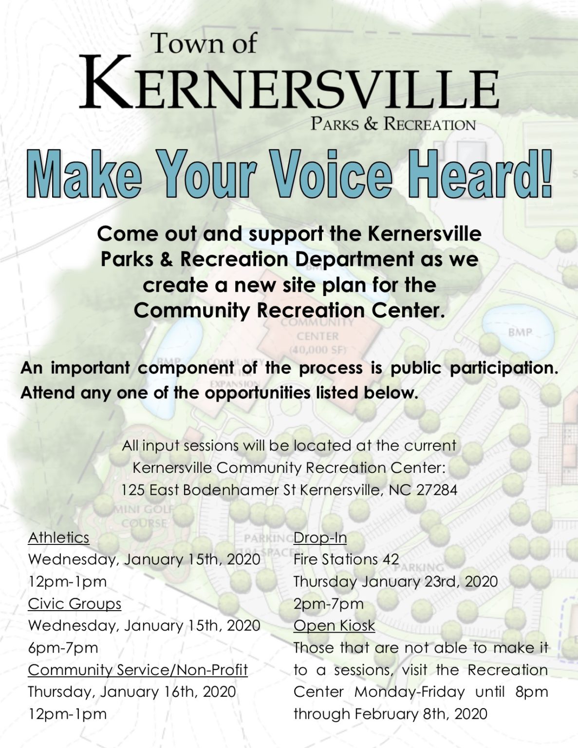 Recreation Center Planning – Kernersville Parks and Recreation